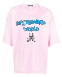 T-shirt à col rond imprimé rose Mastermind World