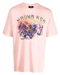 T-shirt à col rond imprimé rose Mauna Kea