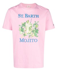 T-shirt à col rond imprimé rose MC2 Saint Barth