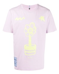 T-shirt à col rond imprimé rose McQ