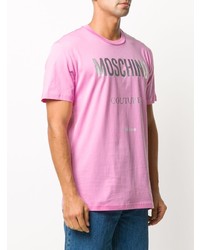 T-shirt à col rond imprimé rose Moschino