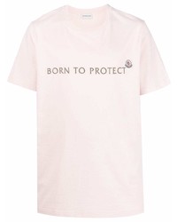 T-shirt à col rond imprimé rose Moncler