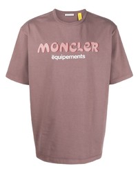 T-shirt à col rond imprimé rose Moncler