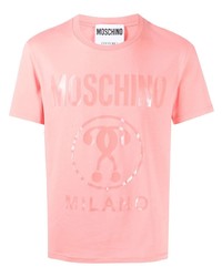 T-shirt à col rond imprimé rose Moschino