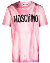 T-shirt à col rond imprimé rose Moschino