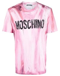 T-shirt à col rond imprimé rose Moschino