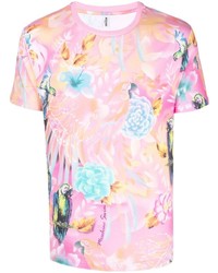 T-shirt à col rond imprimé rose Moschino