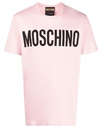 T-shirt à col rond imprimé rose Moschino