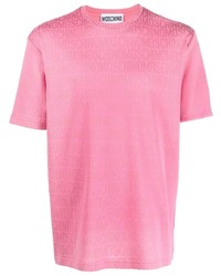T-shirt à col rond imprimé rose Moschino