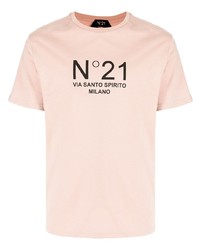 T-shirt à col rond imprimé rose N°21