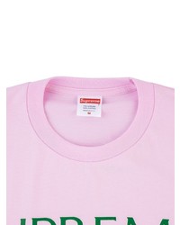 T-shirt à col rond imprimé rose Supreme