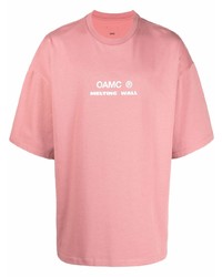 T-shirt à col rond imprimé rose Oamc