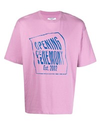T-shirt à col rond imprimé rose Opening Ceremony