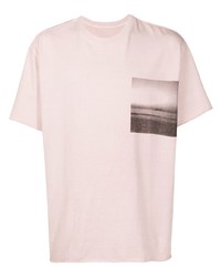 T-shirt à col rond imprimé rose OSKLEN