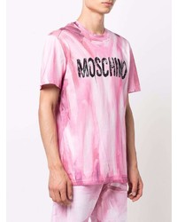 T-shirt à col rond imprimé rose Moschino