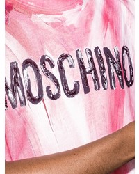 T-shirt à col rond imprimé rose Moschino