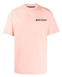 T-shirt à col rond imprimé rose Palm Angels