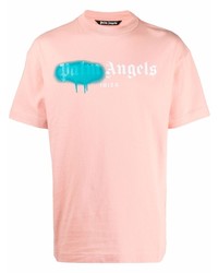 T-shirt à col rond imprimé rose Palm Angels