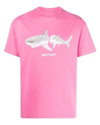 T-shirt à col rond imprimé rose Palm Angels