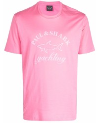 T-shirt à col rond imprimé rose Paul & Shark