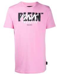 T-shirt à col rond imprimé rose Philipp Plein