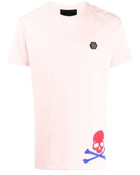 T-shirt à col rond imprimé rose Philipp Plein