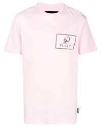 T-shirt à col rond imprimé rose Philipp Plein