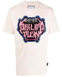 T-shirt à col rond imprimé rose Philipp Plein