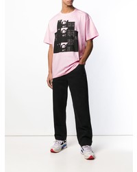 T-shirt à col rond imprimé rose Raf Simons