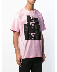 T-shirt à col rond imprimé rose Raf Simons