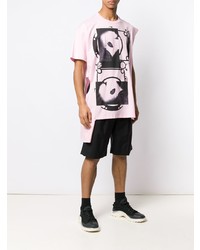 T-shirt à col rond imprimé rose Raf Simons