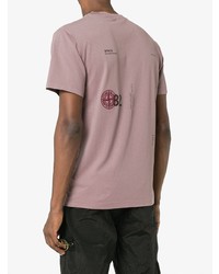 T-shirt à col rond imprimé rose Stone Island