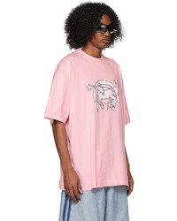 T-shirt à col rond imprimé rose Vetements