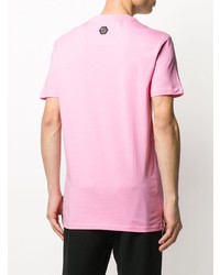 T-shirt à col rond imprimé rose Philipp Plein