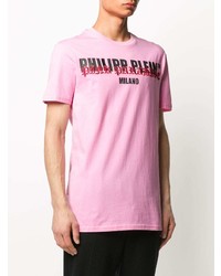 T-shirt à col rond imprimé rose Philipp Plein