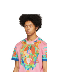 T-shirt à col rond imprimé rose Versace