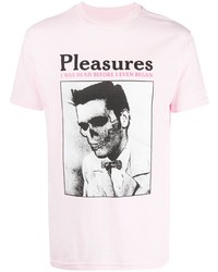 T-shirt à col rond imprimé rose Pleasures