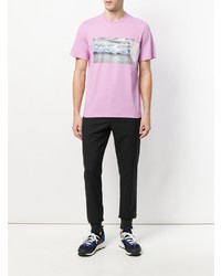 T-shirt à col rond imprimé rose MSGM