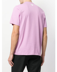 T-shirt à col rond imprimé rose MSGM