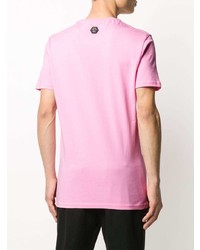 T-shirt à col rond imprimé rose Philipp Plein