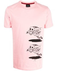 T-shirt à col rond imprimé rose PS Paul Smith