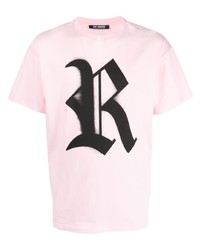 T-shirt à col rond imprimé rose Raf Simons
