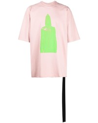 T-shirt à col rond imprimé rose Rick Owens DRKSHDW
