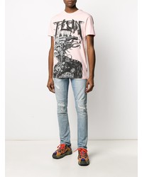 T-shirt à col rond imprimé rose Philipp Plein