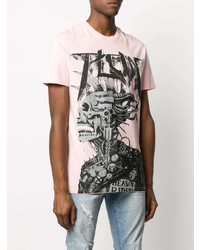 T-shirt à col rond imprimé rose Philipp Plein