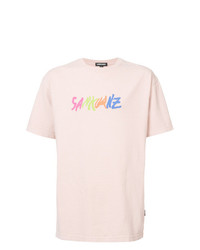 T-shirt à col rond imprimé rose Sankuanz