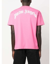 T-shirt à col rond imprimé rose Palm Angels