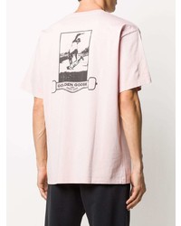 T-shirt à col rond imprimé rose Golden Goose