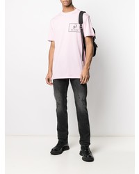 T-shirt à col rond imprimé rose Philipp Plein