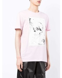 T-shirt à col rond imprimé rose Alexander McQueen